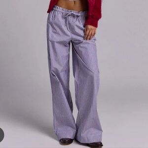 Uo Kimchi Blue Cook Chef Millie Cotton Poplin Straight Leg Pant in Purple